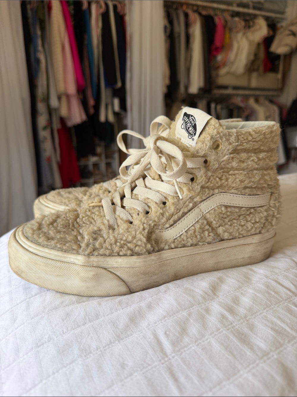 Vans Sherpa Sk8-Hi High-Top Sneakers in Cream